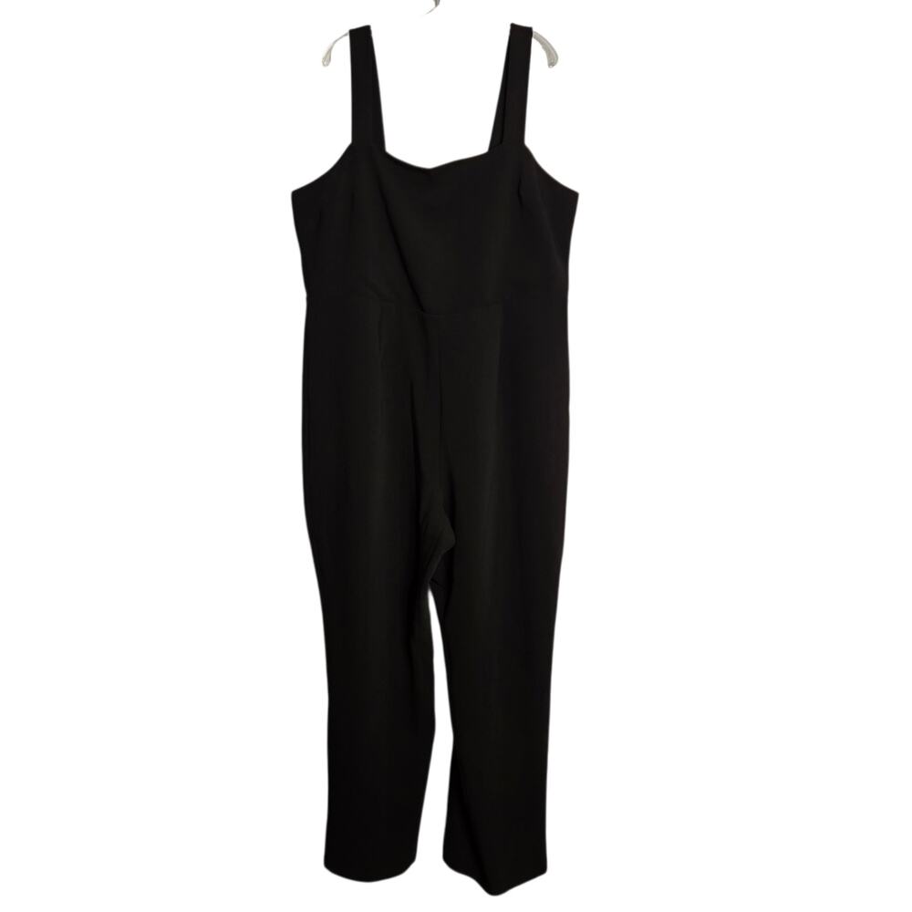 Good American Wide Leg Sleeveless Jumpsuit Black 6/3XL Minimalist Structured NWT
